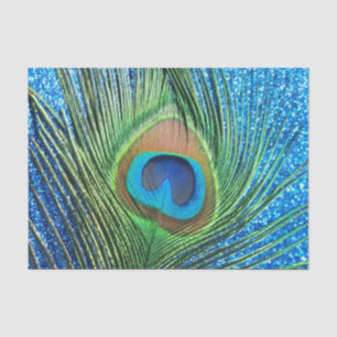 Glittery Blue Peacock Tissue Paper
