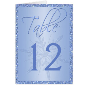 Glittery Blue Snowflake Table Number Card