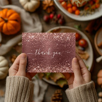Glittery Brick Red Foil 40th Birthday Thank You