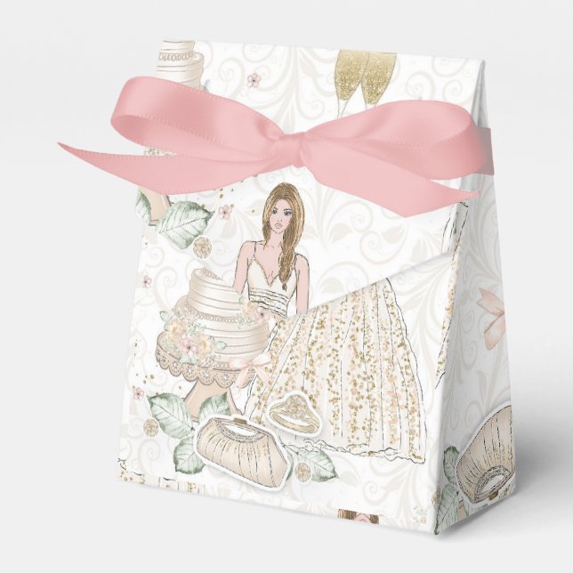 Glittery Bridal Wedding Pattern Favor Box (Front Side)