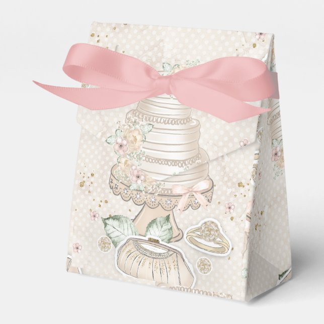 Glittery Bridal Wedding Pattern Favor Box (Front Side)