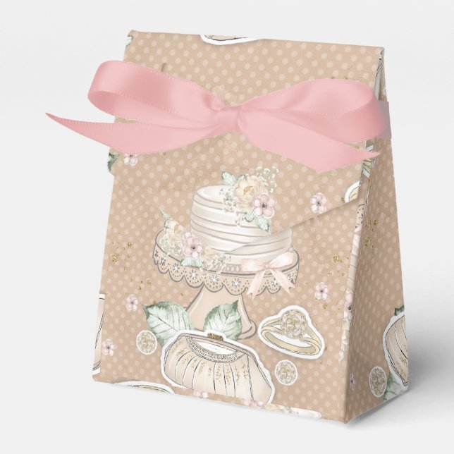 Glittery Bridal Wedding Pattern Favor Box (Front Side)