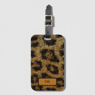 Glittery Brown Leopard Pattern Luggage Tag