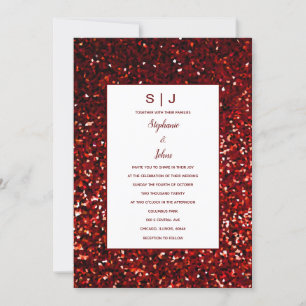 Glittery Burgundy Red Maroon Classy Modern Wedding Invitation
