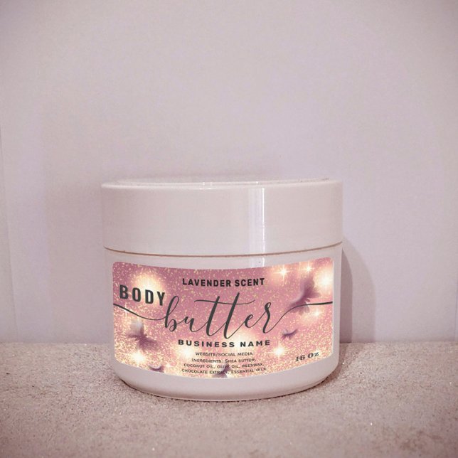 Glittery butterfly script body butter label (Creator Uploaded)