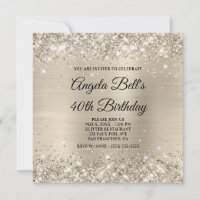 Glittery Champagne Shimmer Foil Fancy Monogram