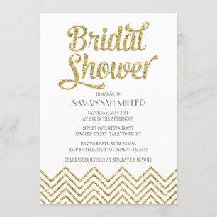 Glittery Chevron   Bridal Shower Invitation