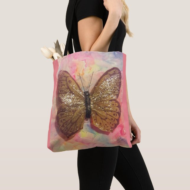 "Glittery Chic Butterfly  Tote Bag (Close Up)