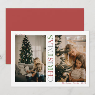 Glittery Christmas Red Photo Holiday Card