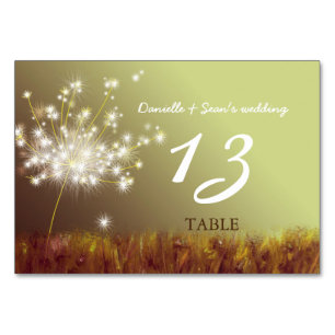 Glittery Dandelion Boho Wedding Table Numbers