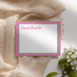 Glittery Dark Pink and Silver Thank You Flat Card<br><div class="desc">This trendy flat card features bold lettering on the front with a layered look in silver glitter and white,  and a solid coloured background. Add your text using the template form. Change the font,  layout and colours using the Customize feature.</div>