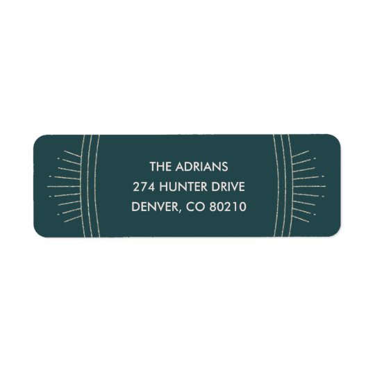 Glittery Deco New Year Mailing Label - Teal Return Address Label
