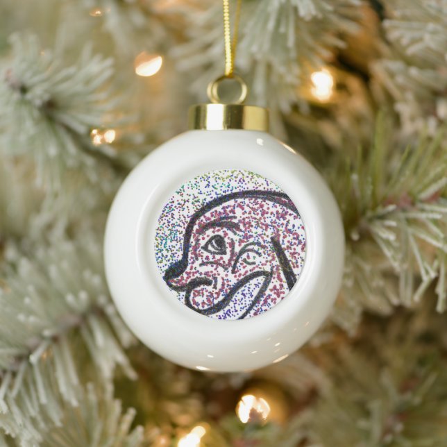 Glittery Doggie Ceramic Ball Ornament (Tree)