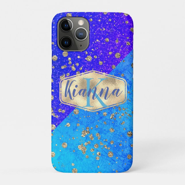 Glittery Dreamy Blue Monogram          Case-Mate iPhone Case (Back)