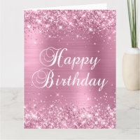 Glittery Dusty Pink Big Happy Birthday