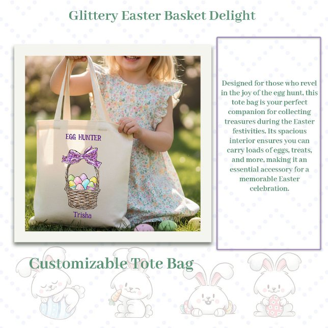 Glittery Easter Basket Delight Customizable Tote Bag (Creator Uploaded)
