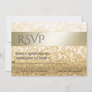 Glittery Elegant modern gold stripe RSPV Invitation