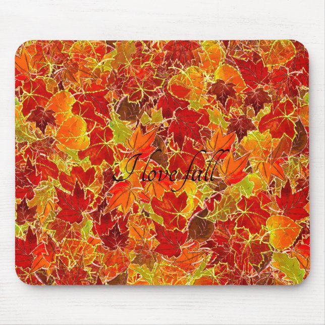 Glittery Fall/Autumn Leaves Mouse Pad (Front)
