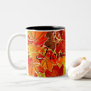 Glittery Fall/Autumn Leaves Two-Tone Coffee Mug