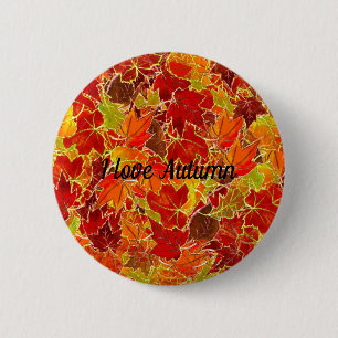 Glittery Fall Maple Leaves 2 Inch Round Button