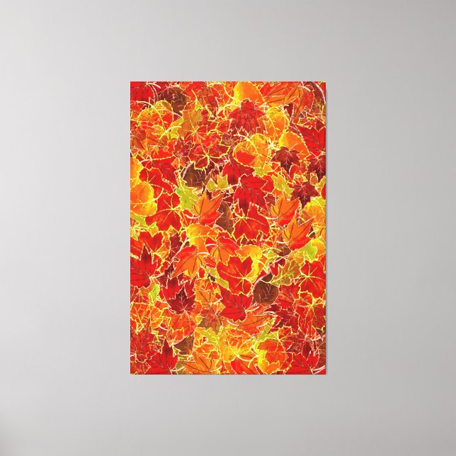 Glittery Fall Maple Leaves Canvas Print (Front)