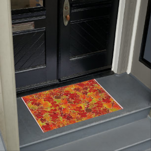 Glittery Fall Maple Leaves Doormat