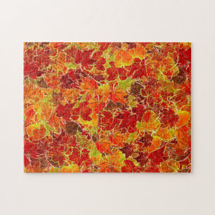 Glittery Fall Maple Leaves Jigsaw Puzzle