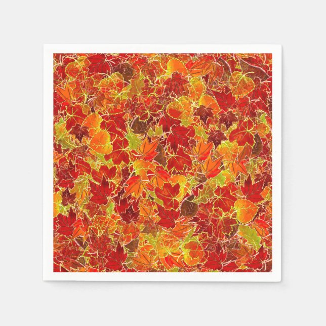 Glittery Fall Maple Leaves Napkin (Front)
