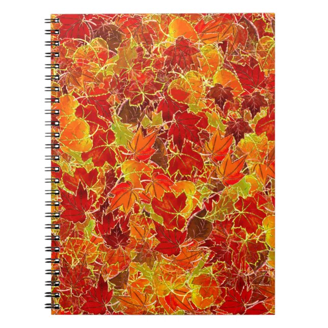 Glittery Fall Maple Leaves Notebook (Front)