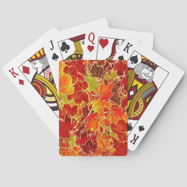 Glittery Fall Maple Leaves Playing Cards (Back)