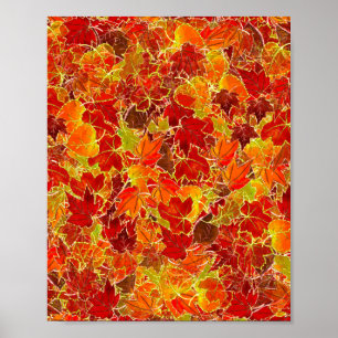 Glittery Fall Maple Leaves Poster
