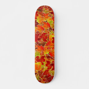 Glittery Fall Maple Leaves Skateboard