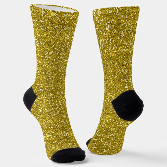 Glittery Faux Gold Glitter Novelty Socks (Angled)