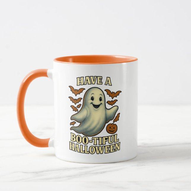 Glittery Ghost “Have a Boo-tiful Halloween” Mug (Left)