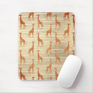 Glittery Giraffe on Gold Foil Mouse Pad