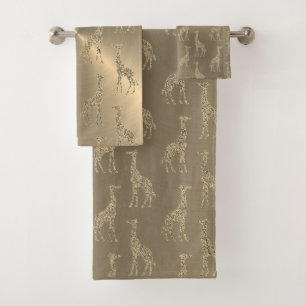 Glittery Giraffes on Glitzy Gold       Bath Towel Set