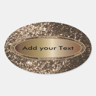 Glittery Glam Brown Sparkles Oval Sticker