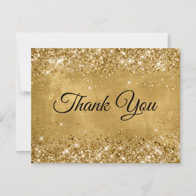 Glittery Gold 40th Birthday Thank You Card (Front)