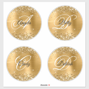 Glittery Gold 6" Circles Fancy Monogram