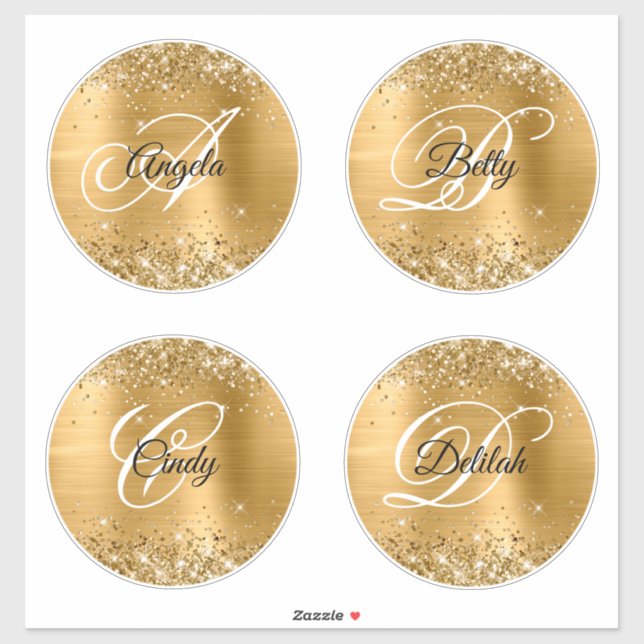 Glittery Gold 6" Circles Fancy Monogram (Sheet)