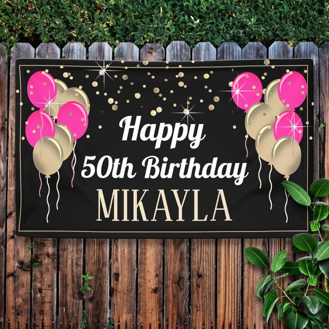 Glittery Gold and Pink Happy Birthday Banner (Creator Uploaded)