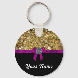 Glittery gold & black keychain