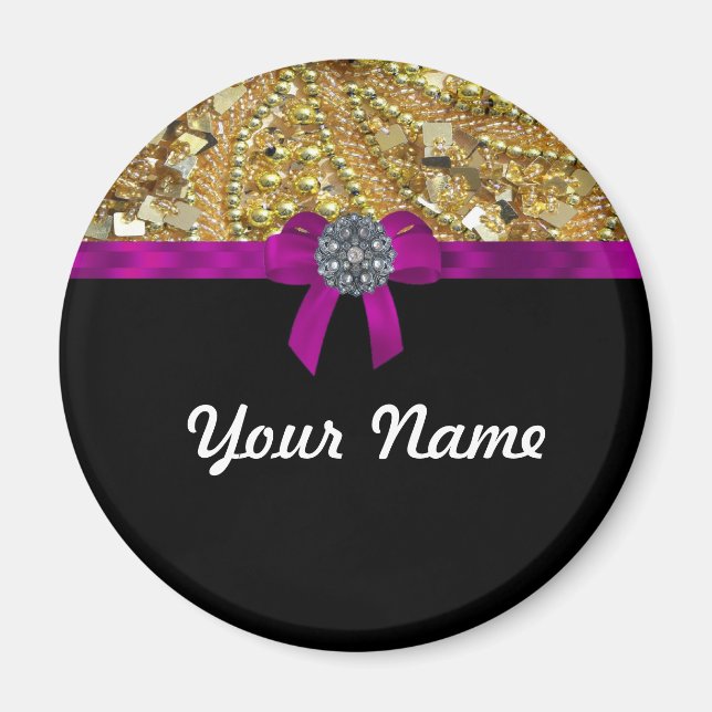 Glittery gold & black magnet (Front)