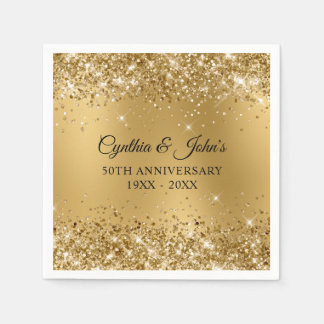 Glittery Gold Blur 50th Anniversary Napkin