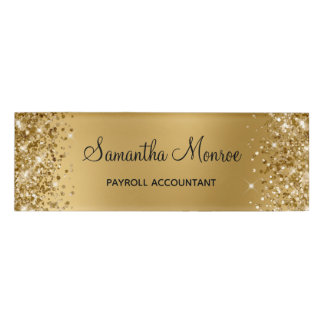 Glittery Gold Blur Name Tag