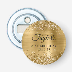 Glittery Gold Foil 21st Birthday Bottle Opener