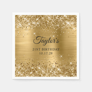 Glittery Gold Foil 21st Birthday Napkin