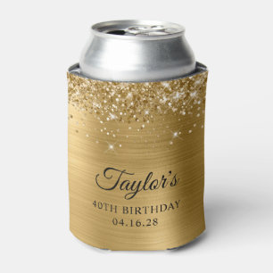 Glittery Gold Foil 40th Birthday Can Cooler