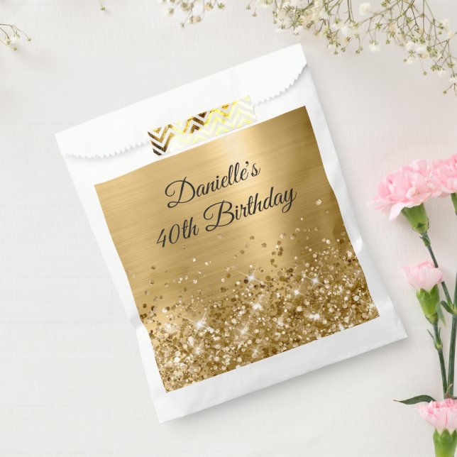 Glittery Gold Foil 40th Birthday Favour Bag (Sealed)