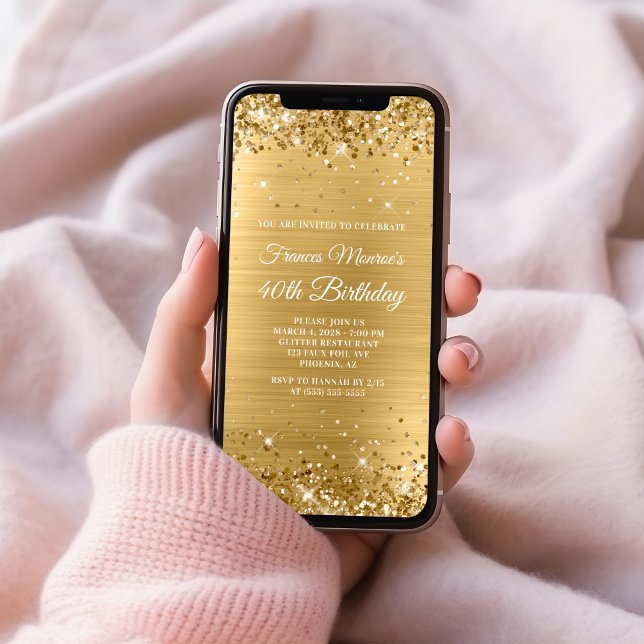 Glittery Gold Foil 40th Birthday Invitation (Glittery Gold Foil 40th Birthday Invitation)